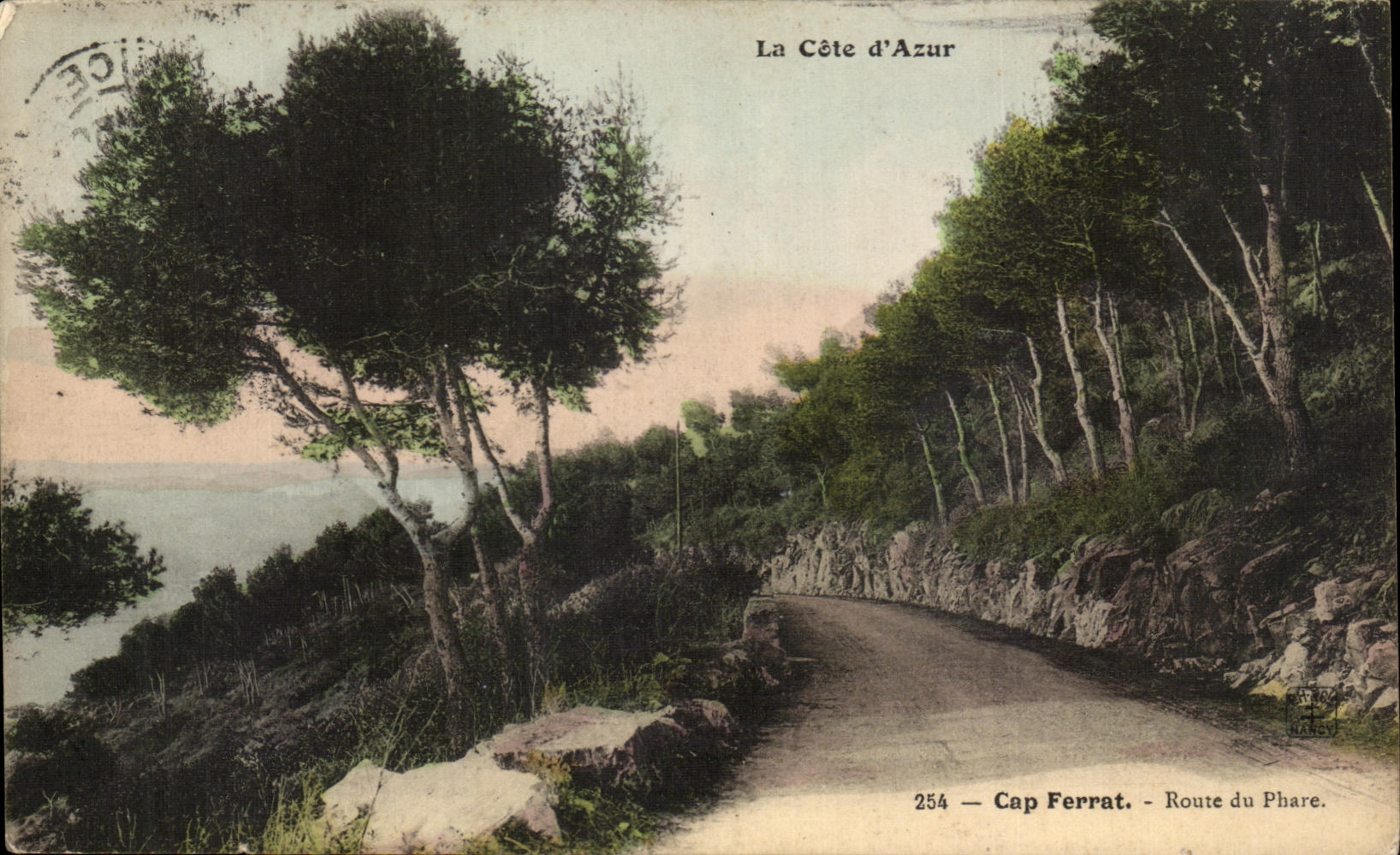 Cap Ferrat — Route du Phare — La Côte d'Azur — éditeur HANBY, n° 254 - Anverso