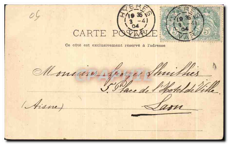 Hyères — Vue prise du chemin Saint-Bernard — La Côte d'Azur — Verso