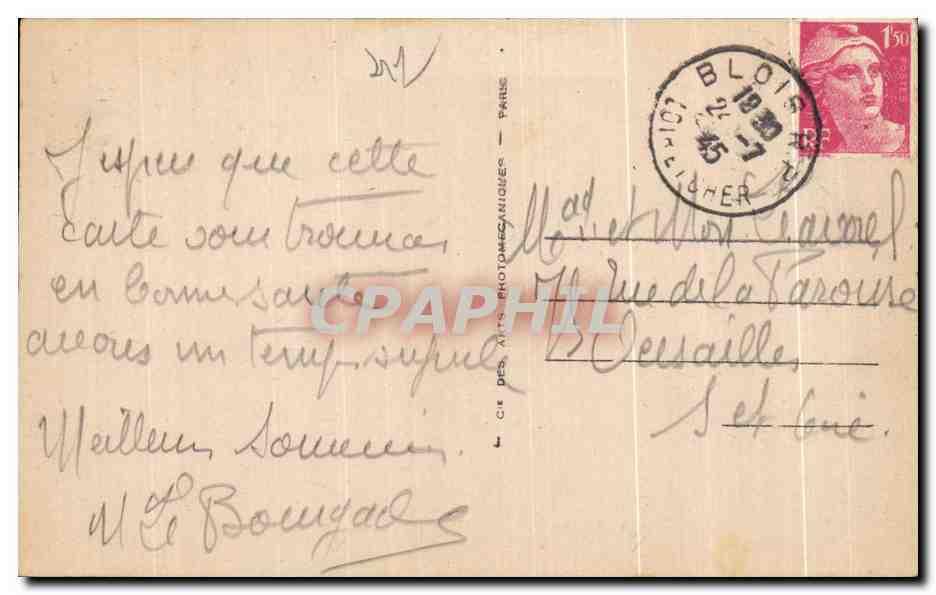 CPA Blois Le Chateau Aile Louis Xll le Portail — Verso