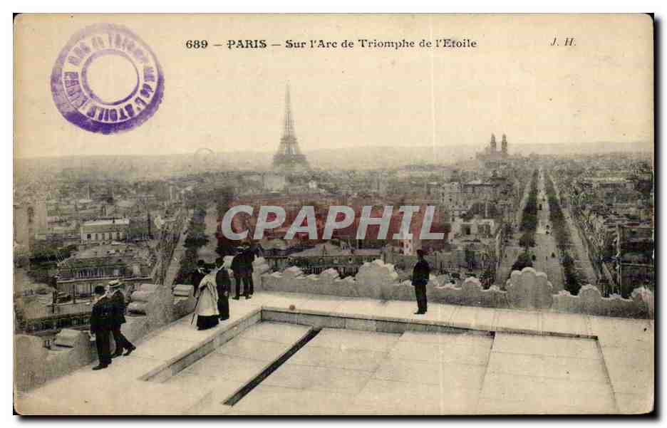CPA Vieux Paris Sur L Arc de Triomphe de L Etoile Tour Eiffel