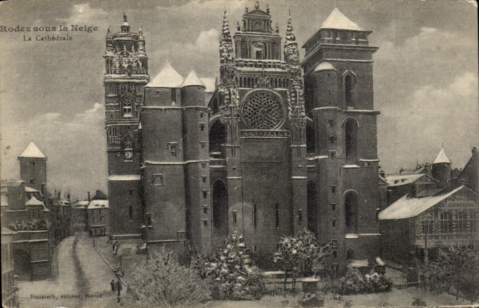 CPA Rodez Sous la Neige La Neige La Cathedrale