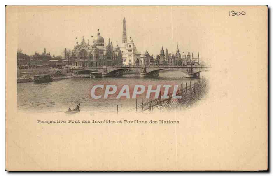 CPA Perspective Pont des Invalides et Pavillons des Nations Paris Tour Eiffel