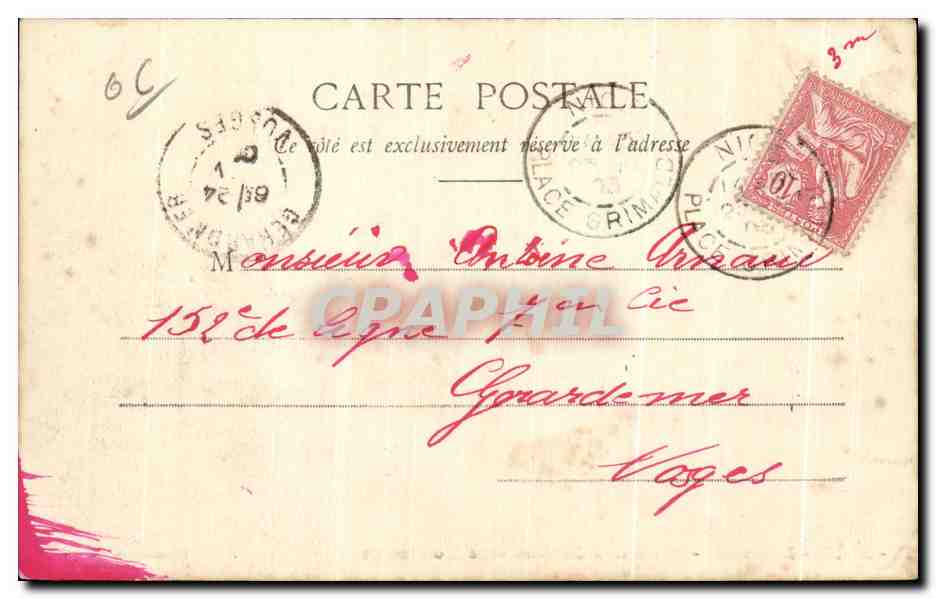 CPA Nice La Grotte Nouveaux Jardins et le Monument — Rückseite