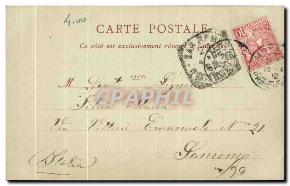 CPA Principaute de Monaco Le Palais du Prince — Rückseite