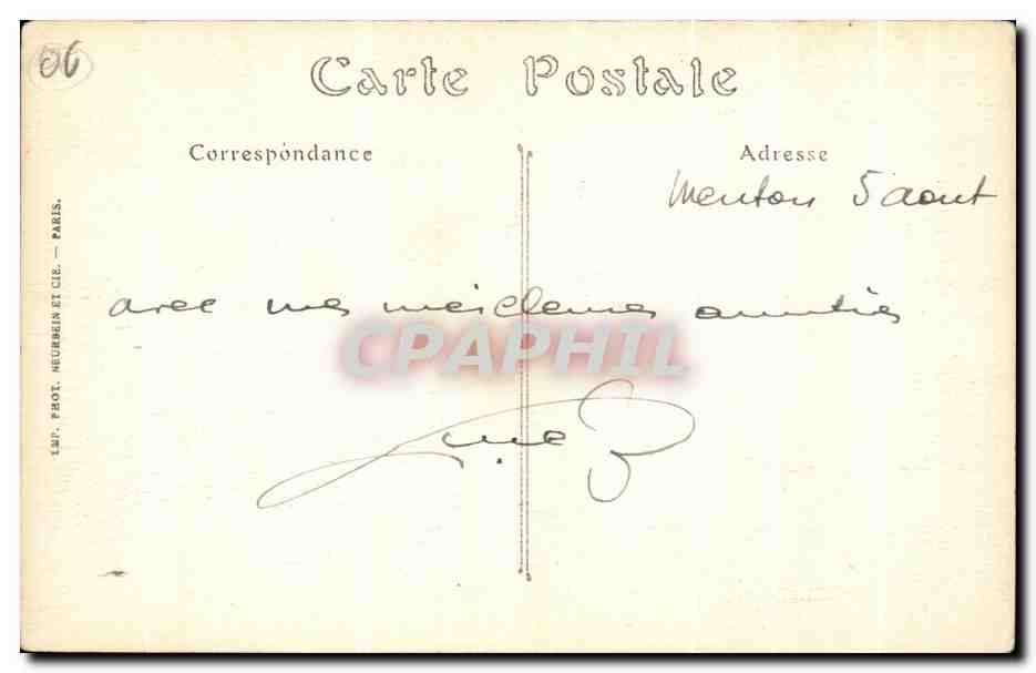 CPA Menton Vue sur le Port et l ltalie — Rückseite