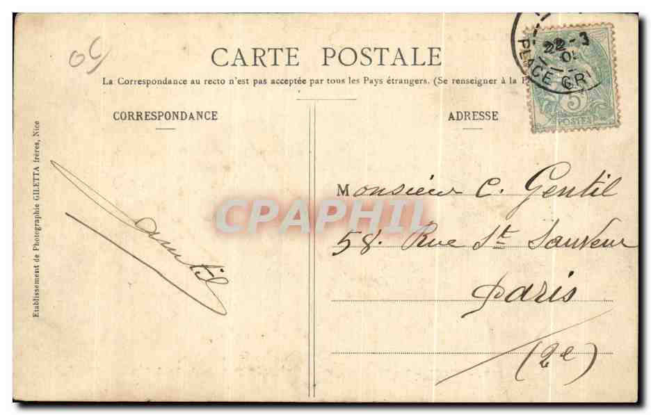 CPA Nice La Promenade du Midi et Palais de la Jetee — Rückseite