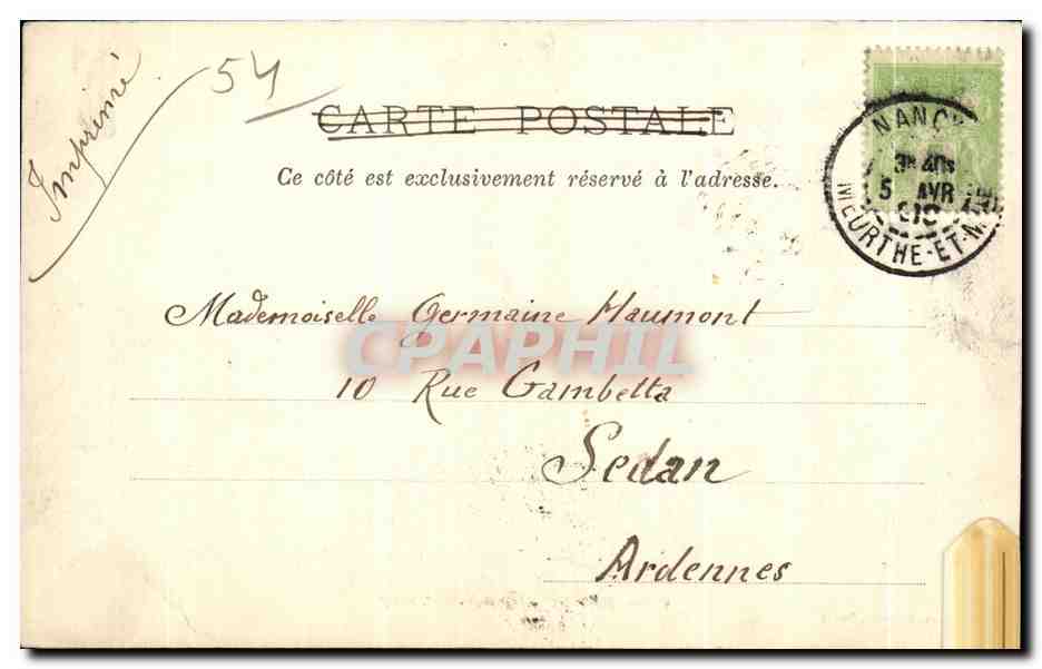NANCY — Caserne Thiry — Phototypie J. Royer, Nancy, n°67 — Verso