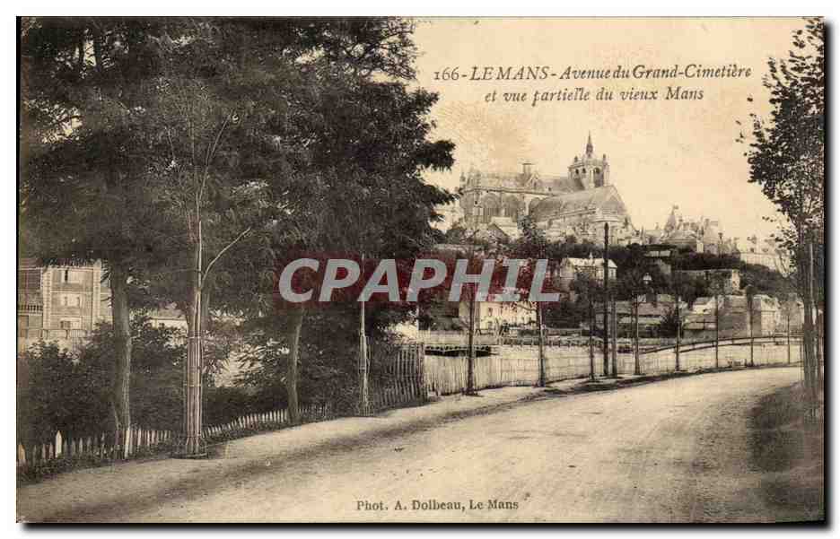 CPA Le Mans Avenue du Grand Cimetiere et vue partielle du Vieux Mans