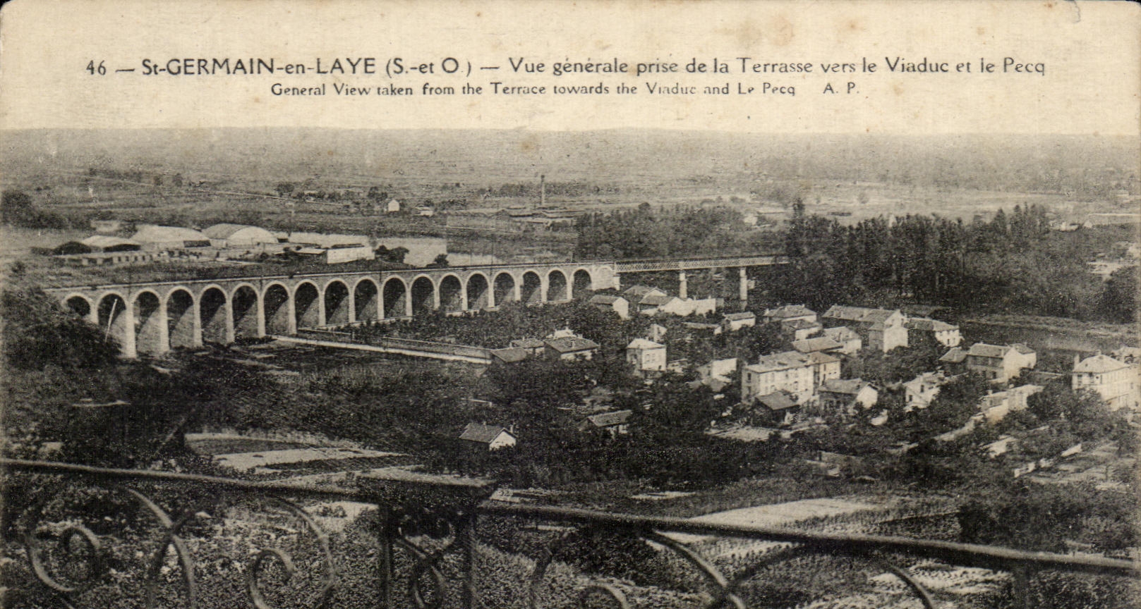 CPA St Germain en Laye Vue generale Prise de la Terrasse Vers le Viaduc et le Pecq