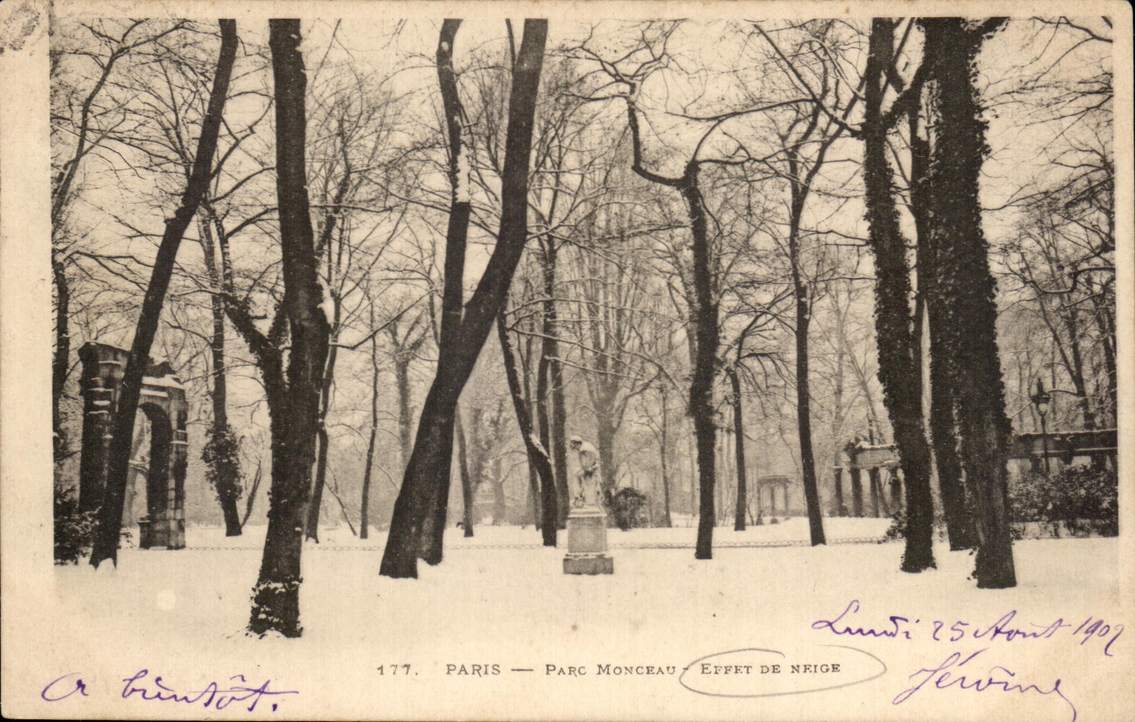CPA Paris Parc Monceau Effet De Neige