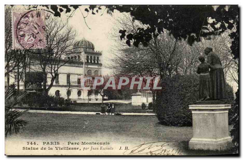 CPA Paris Parc Montsouris Statue de la Vieillesse Observatoire