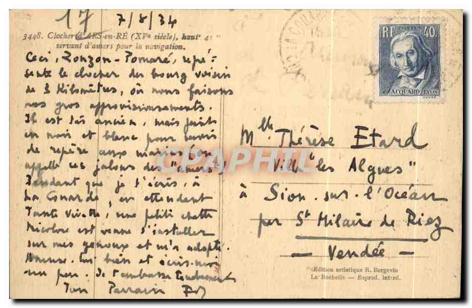 CPA Clocher d Ars les Re — Verso