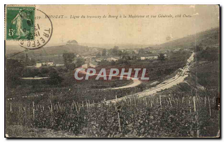CPA Roissiat Ligne du Tramway de Bourg a la Madeleine et vue generale Cote Ouest