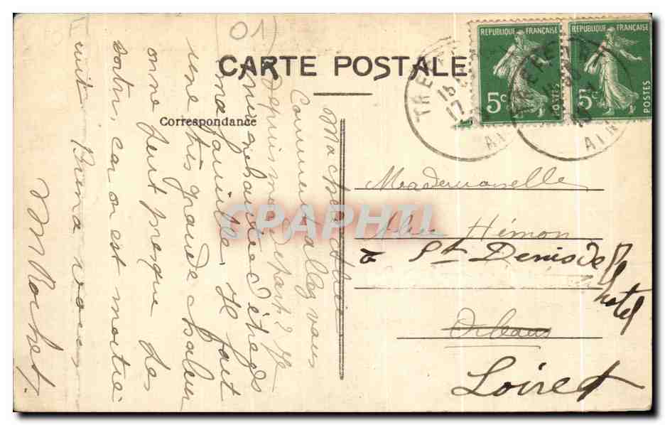 CPA Roissiat Ligne du Tramway de Bourg a la Madeleine et vue generale Cote Ouest — Verso