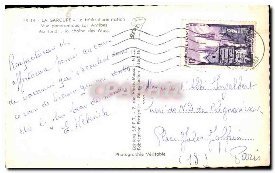 La Garoupe — Vue panoramique sur Antibes — Éditions S.E.P.T. - Paris — Rückseite