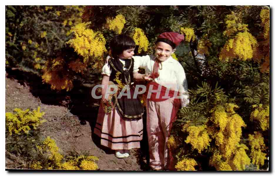CPA Cote D Azur Enfants en Costumes Nicois Folklore Costume