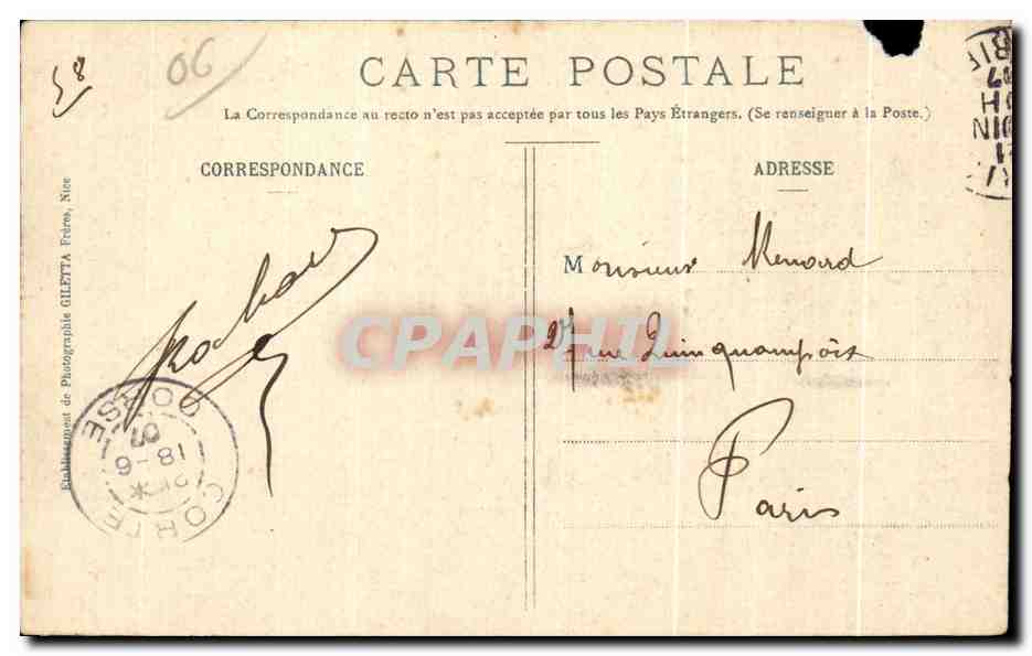CPA Collection Artistique St Jean Le Port Environs de Nice — Verso