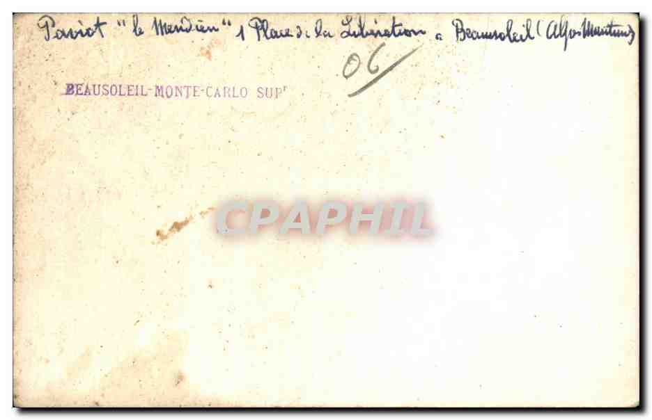 CPA Beausoleil Monte Carlo Monaco Glacier napolitain — Verso