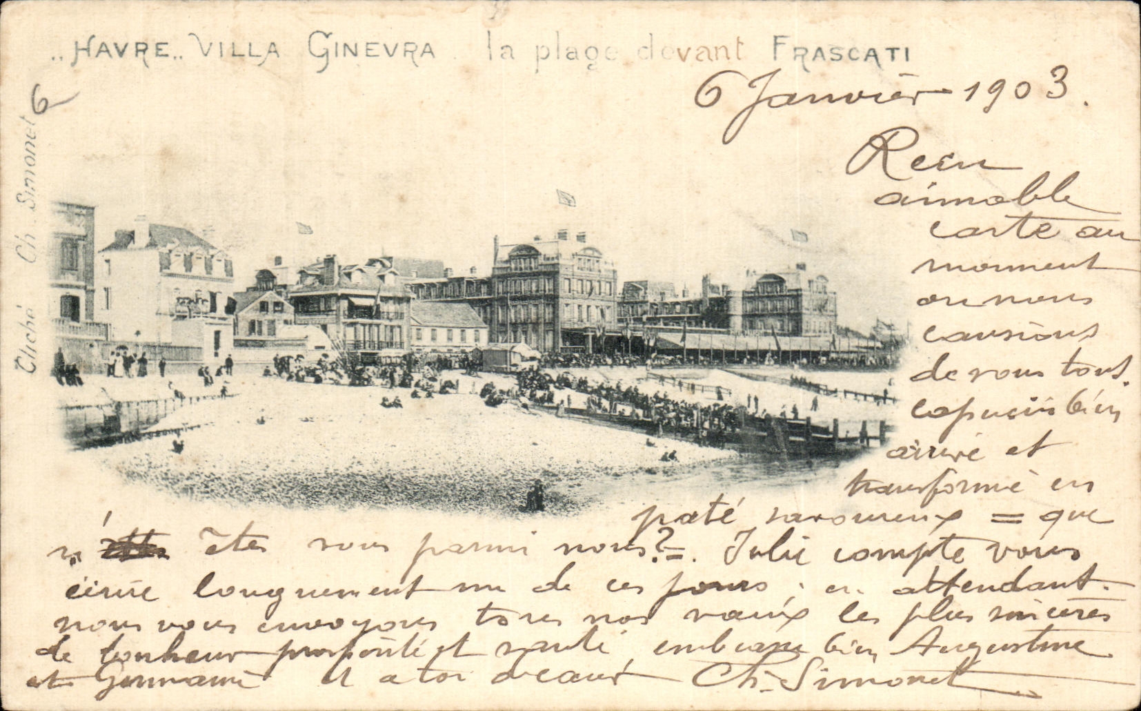 CPA Havre Villa Ginevra La plage devant Frascati