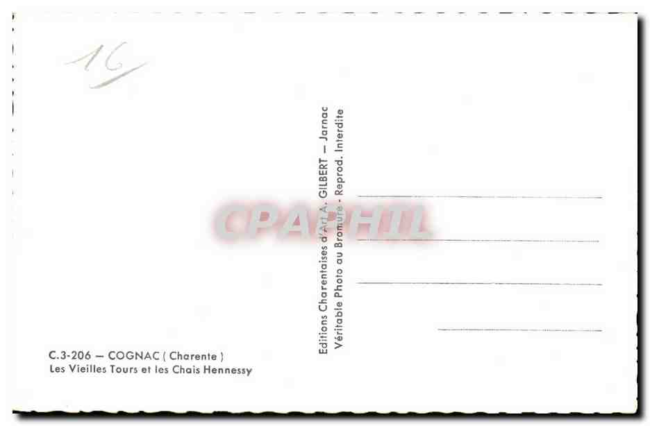 CPSM Cognac Les Vieiles Tours et les Chais Hennessy — Back