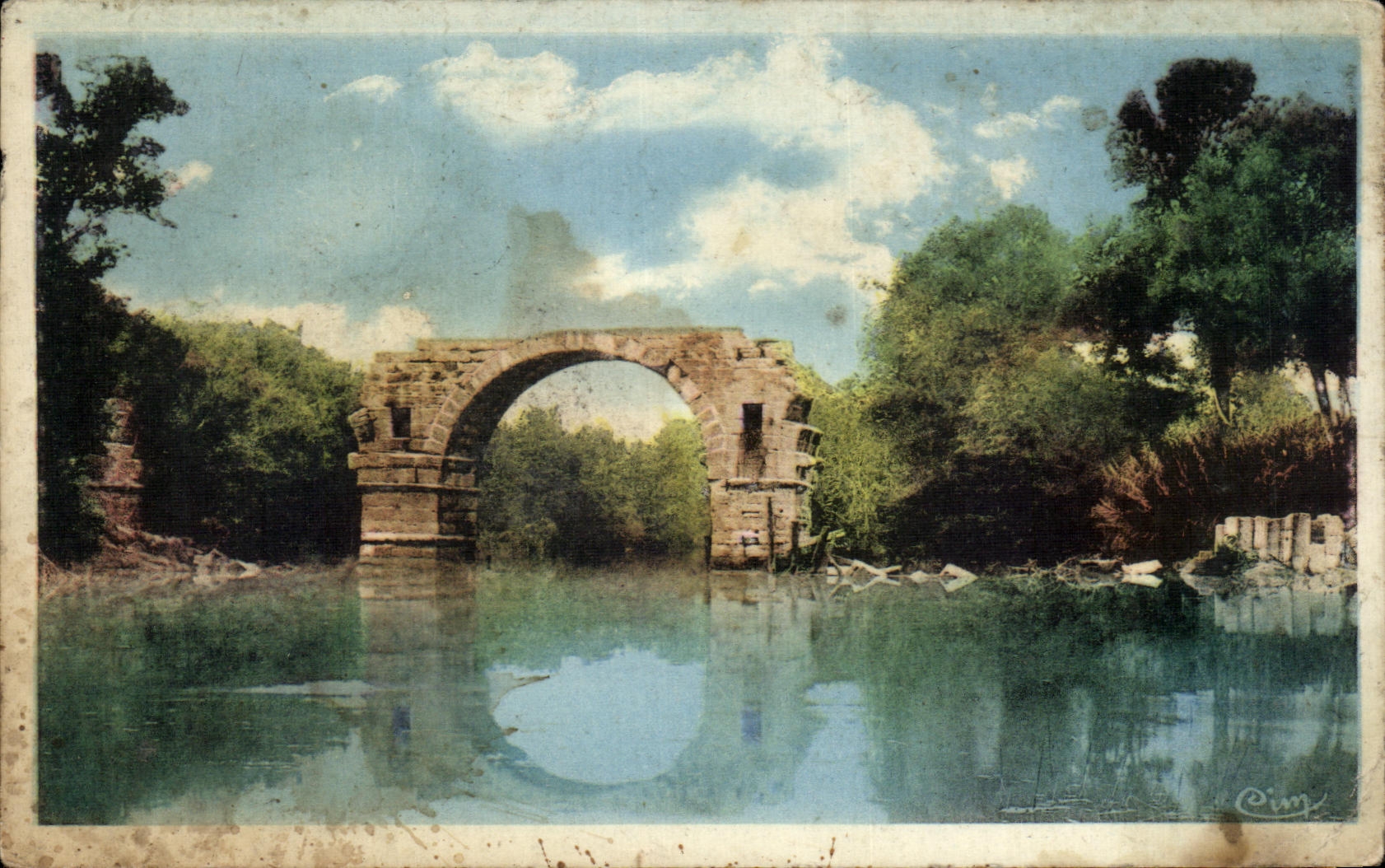 CPA Lunel Ruines du Pont Romain sur le Vidourle