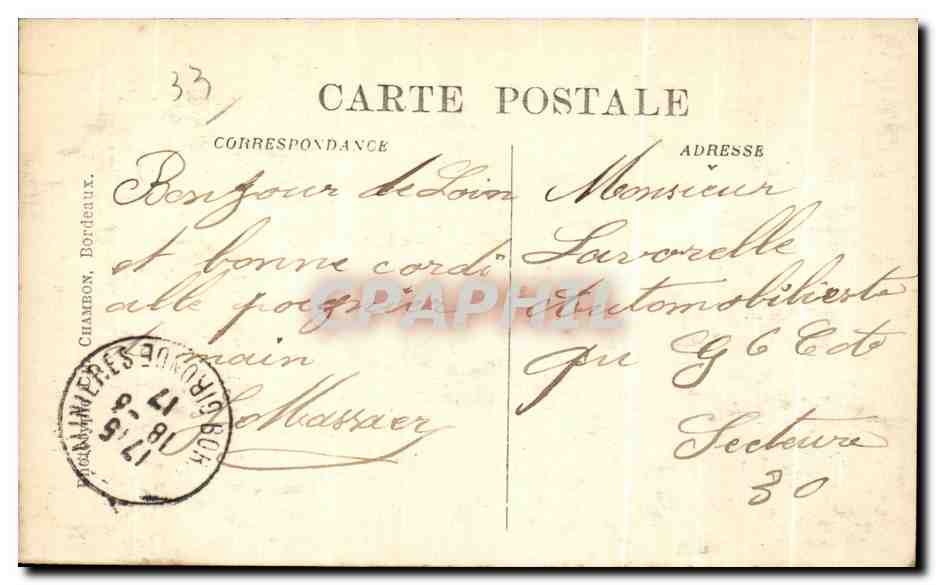 CPA Bordeaux Eglise Seint Martial  — Verso