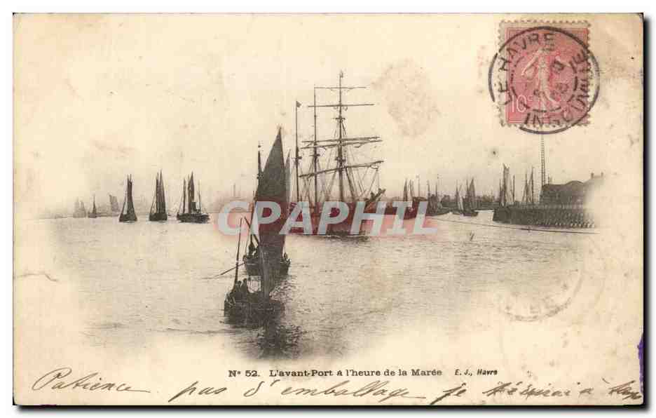 L'avant-Port à l'heure de la Marée — E. J., Havre — N° 52
