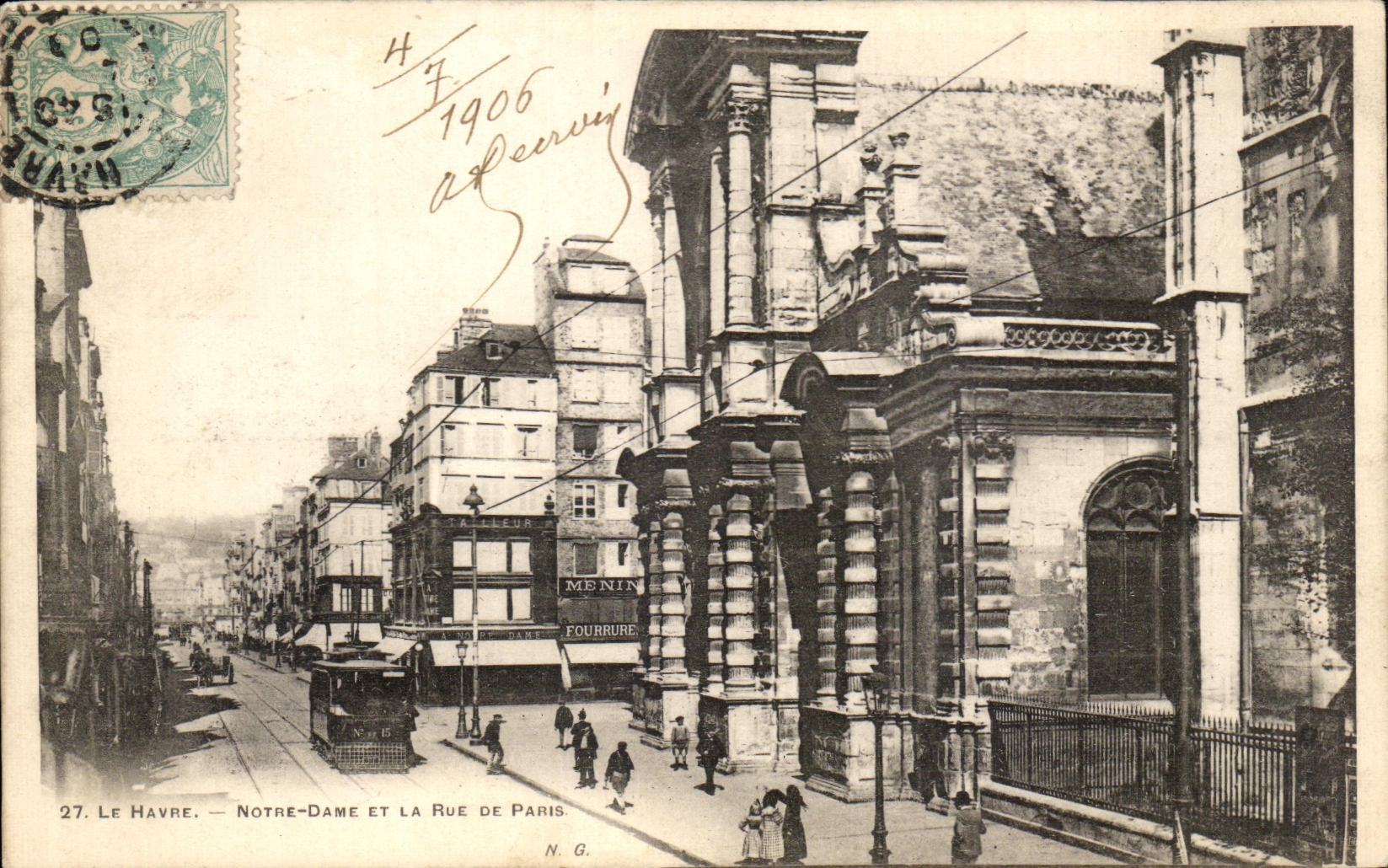 CPA Le Havre Notre Dame Et La Rue De Paris