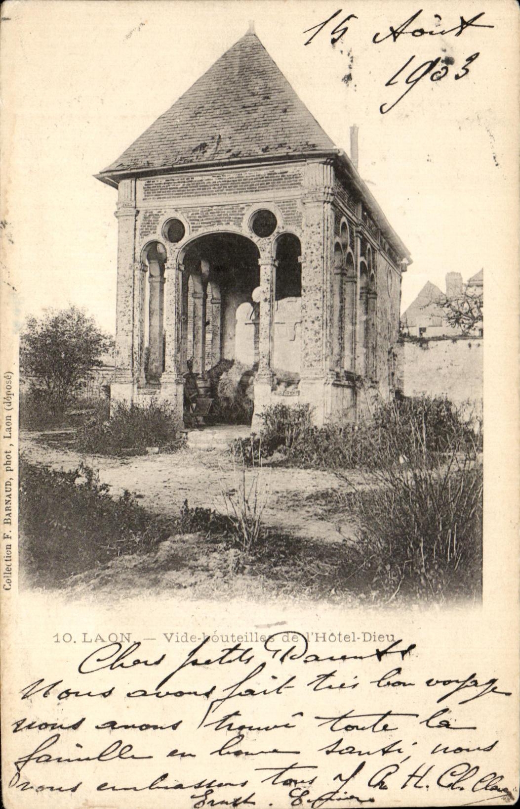 Vintage Postcard Laon Empty Bottles of the Hotel Dieu