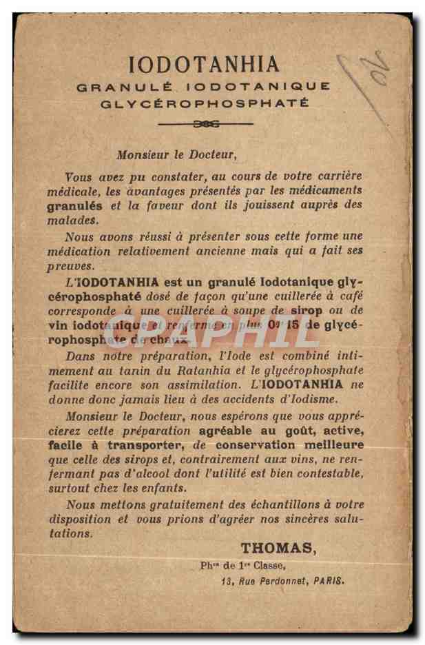 Tarjeta postal antigua Bar Sur Aube L Aube Et La Montagne Sainte Germaine Publicite Iodotanhia — Reverso