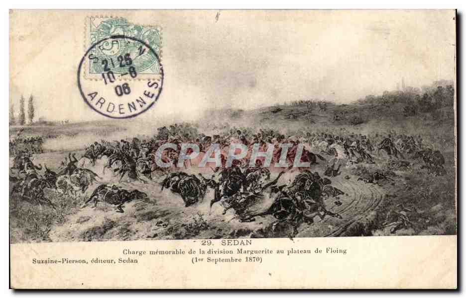 CPA Sedan Charge Memorable de la division marguerite au plateau de Floing Militaria 1870
