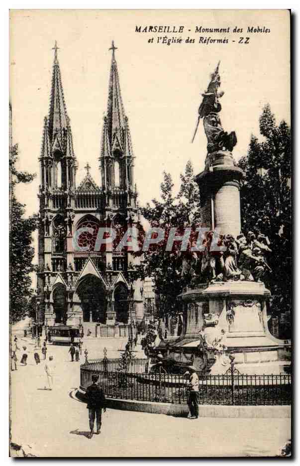 CPA Marseille Monument des Mobiles et l Eglise des Reformes