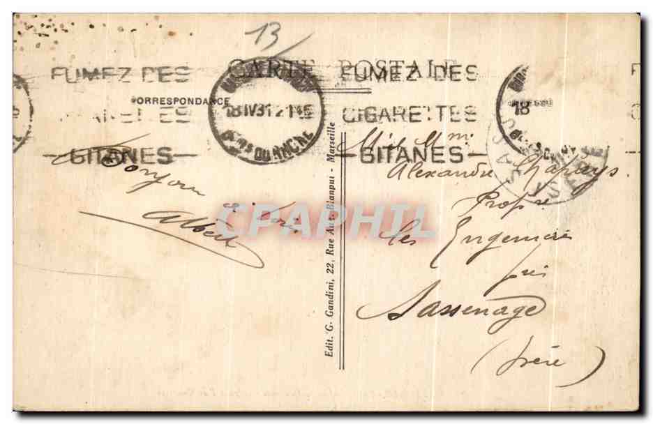 CPA Marseille La Phare de la Desirade Depart d un Courrier — Rückseite