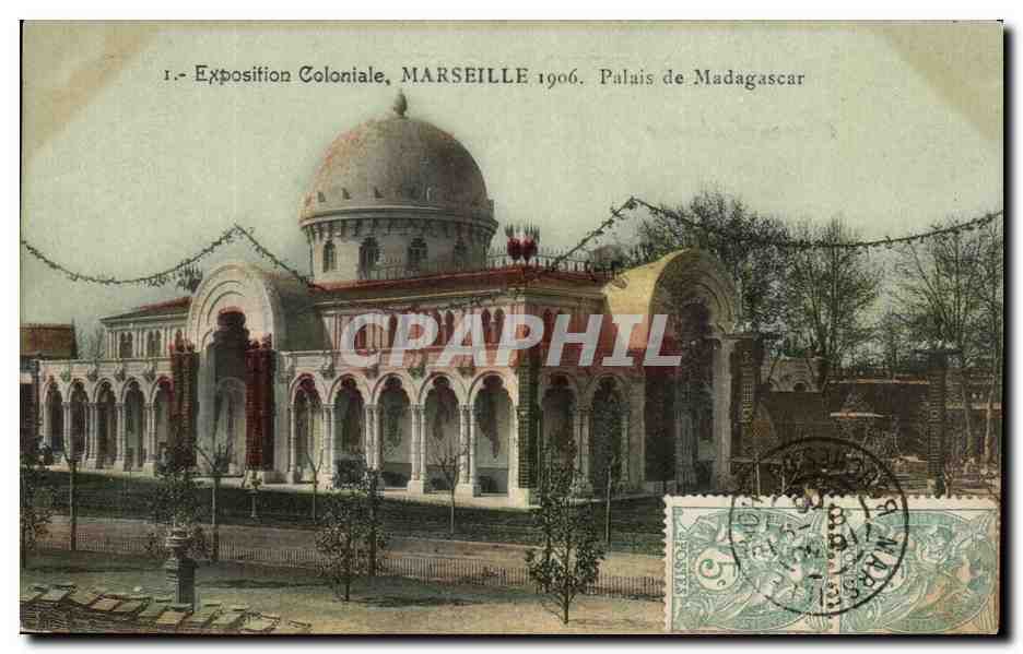 CPA Marseille Exposition Coloniale Palais de Madagascar 1906