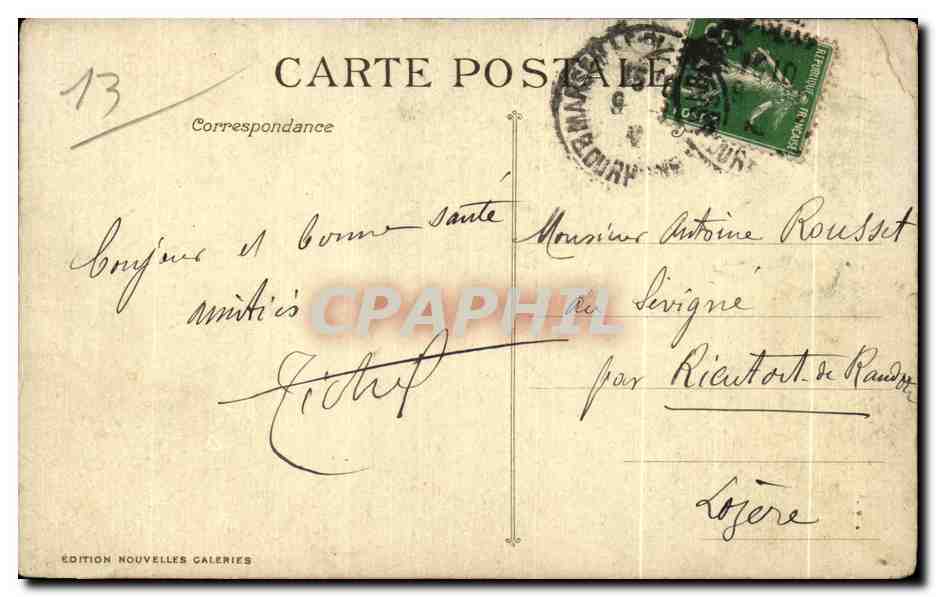 CPA Marseille La Cannebiere et la Bourse Tramways — Rückseite