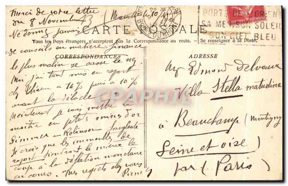 CPA MArseille Exposition coloniale 1922 Le Grand Palais — Rückseite