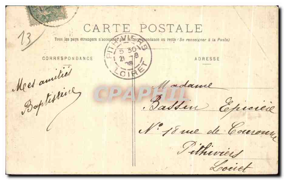 CPA Marseille Palais de Cambodge — Verso
