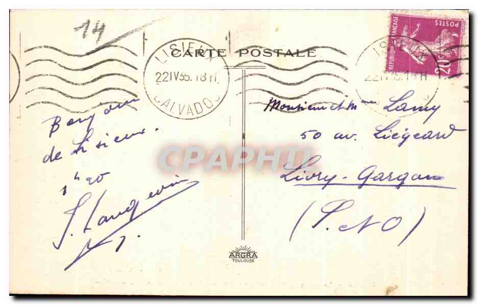 Lisieux — La Touques au Pont de Caen — Koff, Gîte Français — Verso