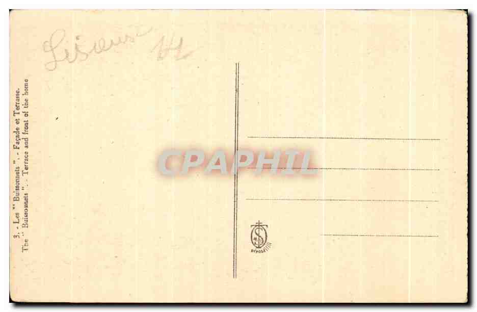 CPA Les Buissonnets Facade d entree The Buissonnets Entrance and front of the home — Verso