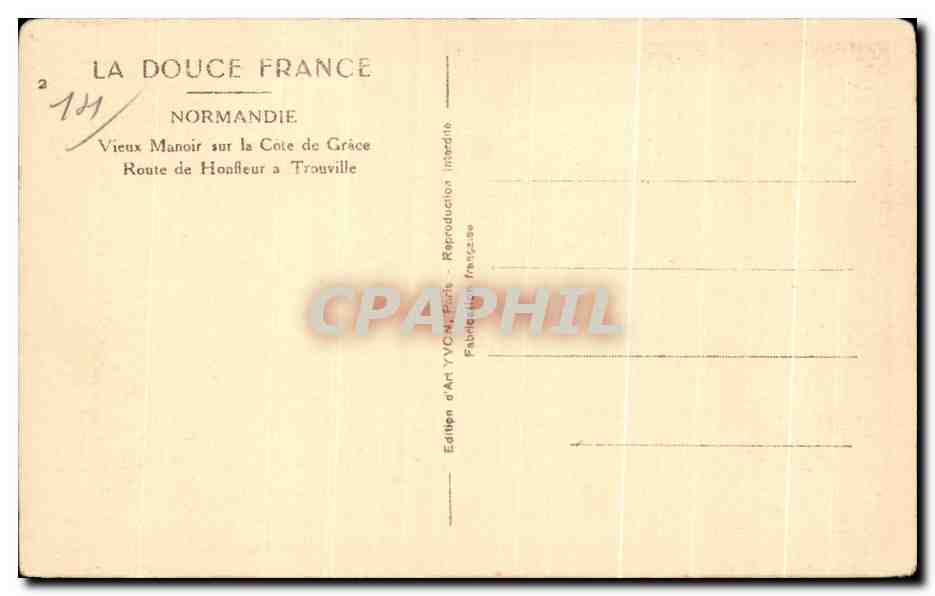 Vieux Manoir sur la Côte de Grâce — Route de Honfleur à Trouville — Édition d'Art Y.V.O.N., Paris — Reverso