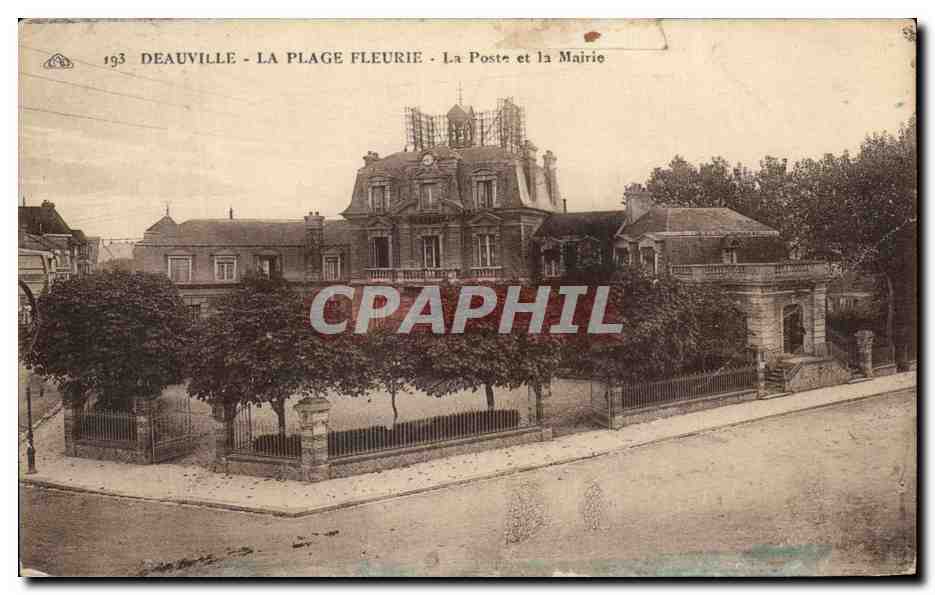 Vintage Postcard Deauville The Flowering Beach La Poste and the Town Hall