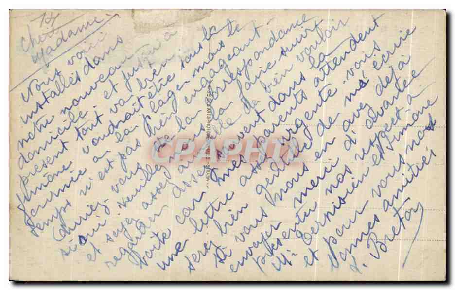 Vintage Postcard Deauville The Flowering Beach La Poste and the Town Hall — Back