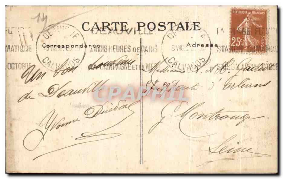 CPA Deauville La Plage Fleurie Le Casino et le Normandy et la promenade de la mer — Rückseite