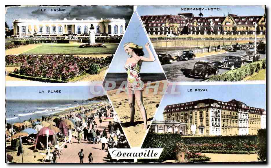Deauville — The Casino, The Normanby-Hotel, The Beach, The Royal — Real Photo