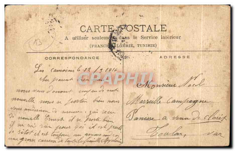 CPA Le Merlan Pres Marseille Le Village vu du Chateau des Vents — Rückseite