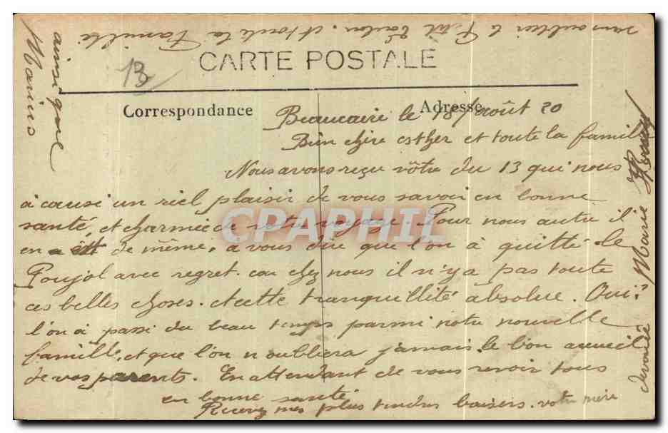 CPA Tarascon Vue generale Remorqueur a Lorraine a de la Compagnie Lyonnaise de Navigation Bateau — Verso