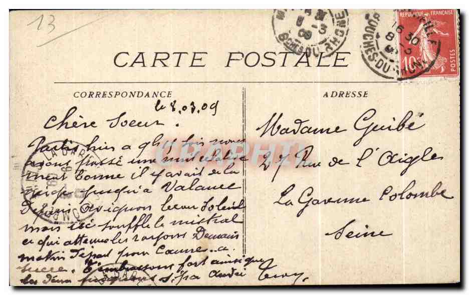 CPA Marseille Le Palais Long champ (Molif Principal) — Rückseite