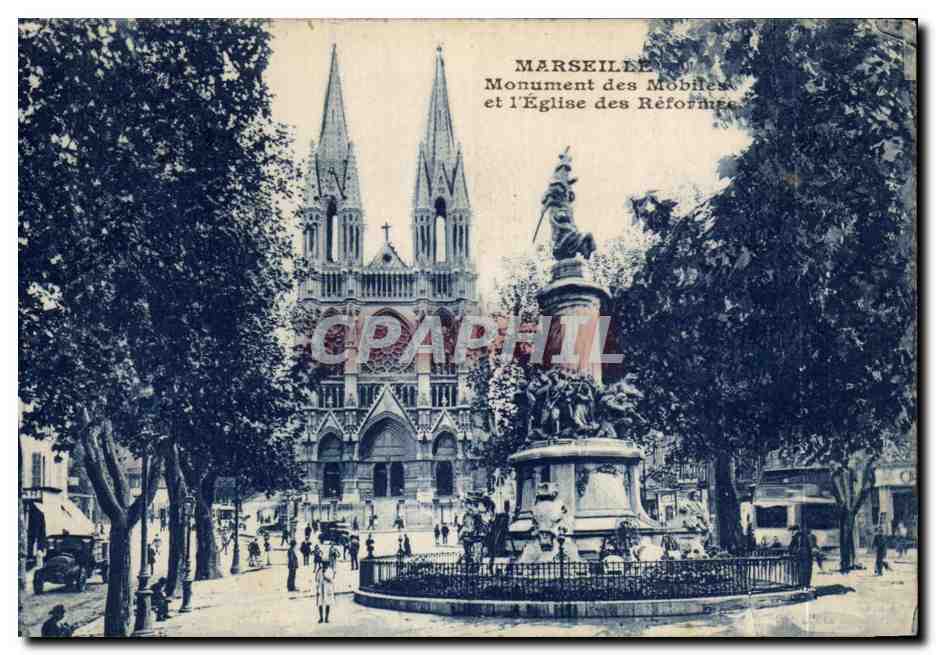 CPA Marseille Monument des Mobiles et I Eglise des