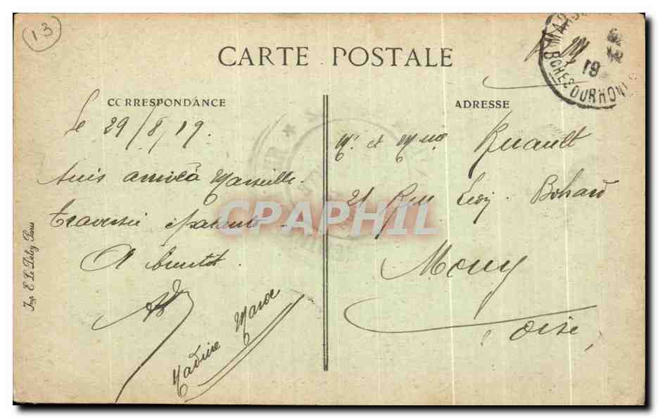 CPA Marseille La Cannebiere The Cannebiere Tramways — Verso