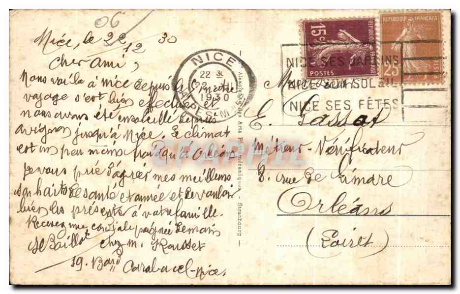 CPA Nice La Caseade de Gairaut — Verso